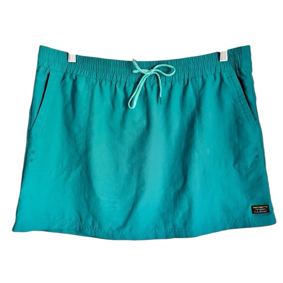 L.L. Bean Dresses & Skirts - L.L. Bean Nylon Quick Dry Mini Skirt Green Teal Gorpcore Hiking Size Large